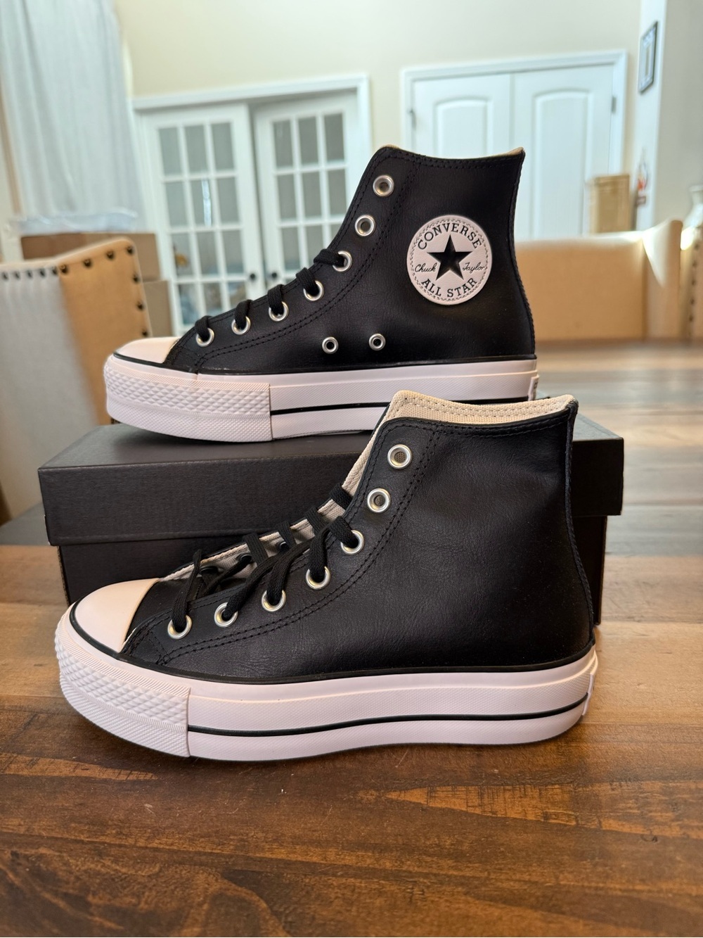 Converse Chuck Taylor All Star Leather Platform High Top Shoes